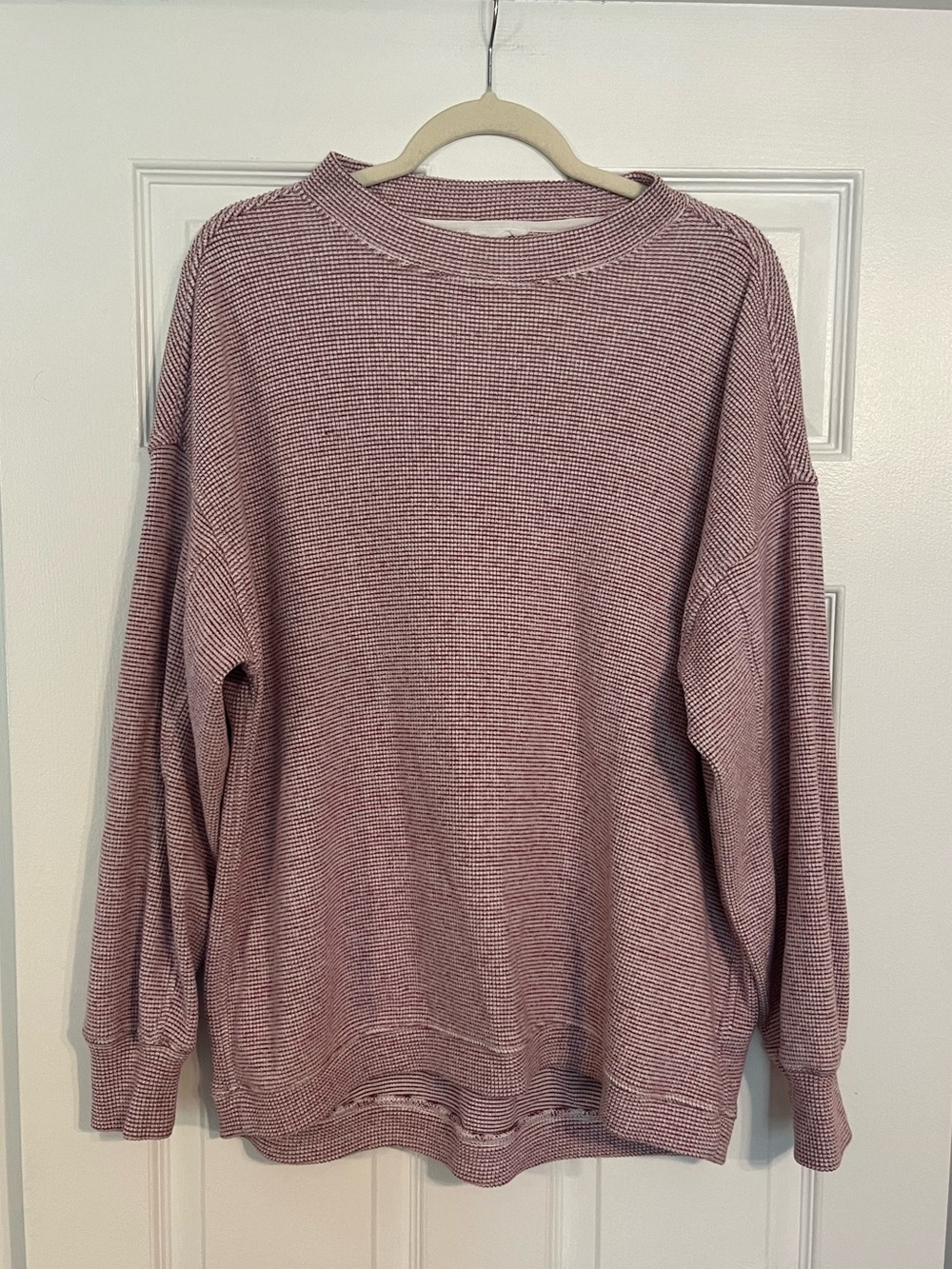 aerie Waffle-Knit Crewneck Sweater in Dusty Rose